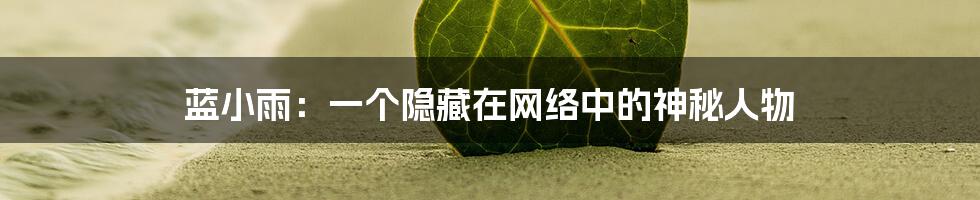 蓝小雨:一个隐藏在网络中的神秘人物