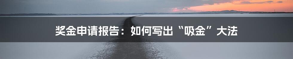 奖金申请报告:如何写出“吸金”大法