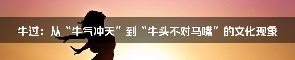 牛过:从“牛气冲天”到“牛头不对马嘴”的文化现象