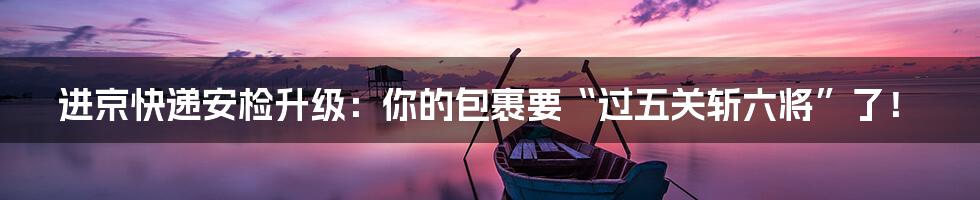 进京快递安检升级：你的包裹要“过五关斩六将”了！