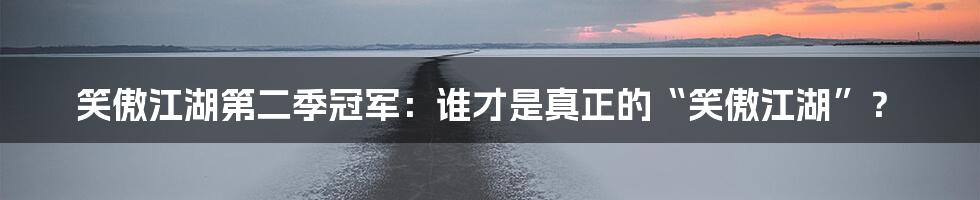 笑傲江湖第二季冠军:谁才是真正的“笑傲江湖”?