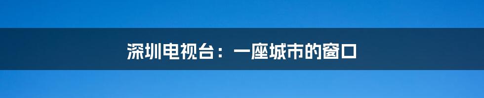 深圳电视台:一座城市的窗口