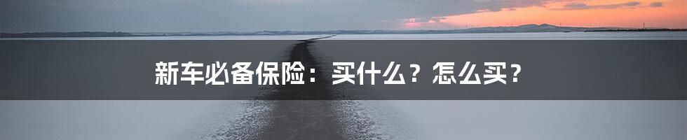 新车必备保险:买什么?怎么买?