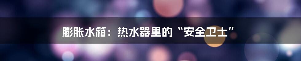 膨胀水箱:热水器里的“安全卫士”