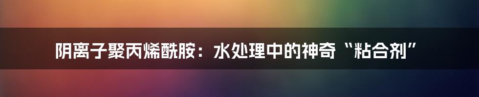 阴离子聚丙烯酰胺:水处理中的神奇“粘合剂”