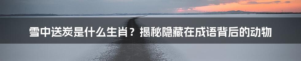 雪中送炭是什么生肖?揭秘隐藏在成语背后的动物