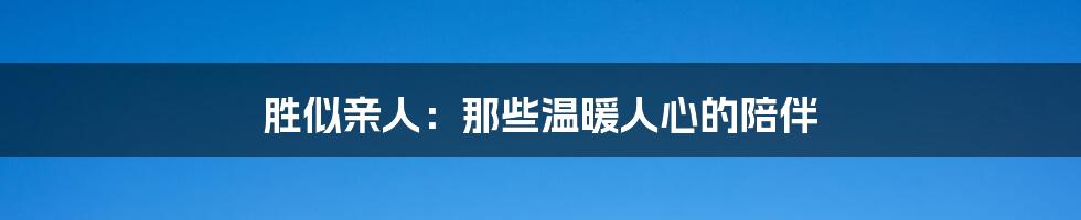 胜似亲人:那些温暖人心的陪伴