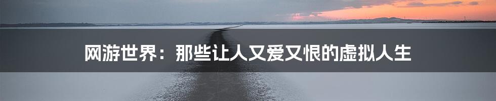 网游世界:那些让人又爱又恨的虚拟人生