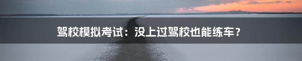 驾校模拟考试:没上过驾校也能练车?