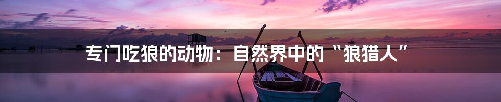 专门吃狼的动物:自然界中的“狼猎人”