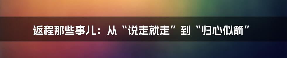 返程那些事儿:从“说走就走”到“归心似箭”