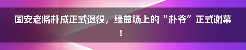 国安老将朴成正式退役,绿茵场上的“朴爷”正式谢幕!