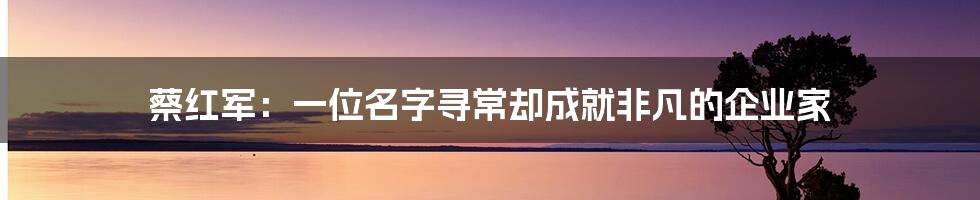 蔡红军:一位名字寻常却成就非凡的企业家