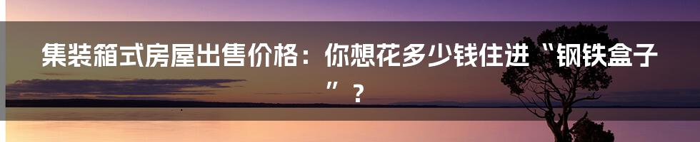 集装箱式房屋出售价格:你想花多少钱住进“钢铁盒子”?