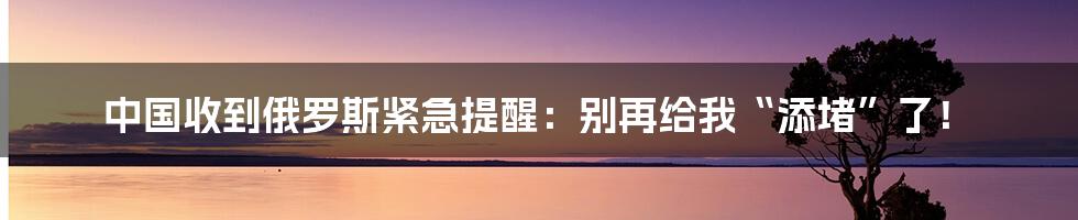 中国收到俄罗斯紧急提醒:别再给我“添堵”了!