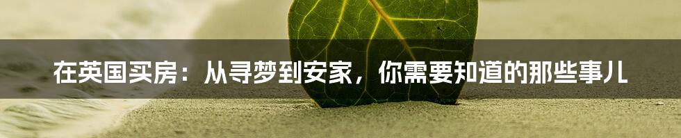 在英国买房:从寻梦到安家,你需要知道的那些事儿
