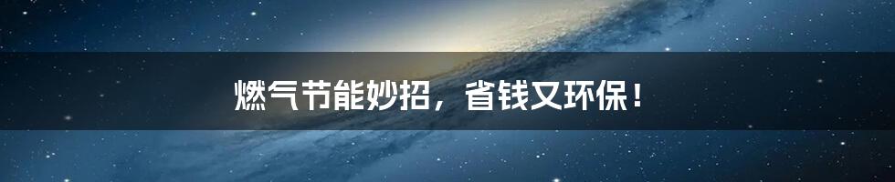 燃气节能妙招,省钱又环保!