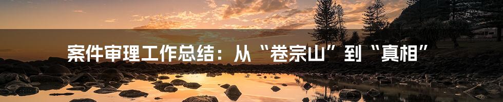 案件审理工作总结:从“卷宗山”到“真相”