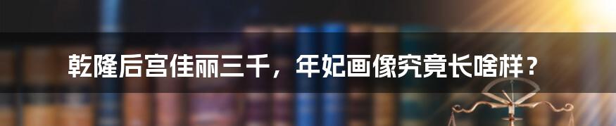 乾隆后宫佳丽三千,年妃画像究竟长啥样?