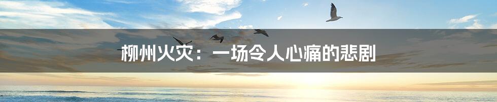 柳州火灾:一场令人心痛的悲剧