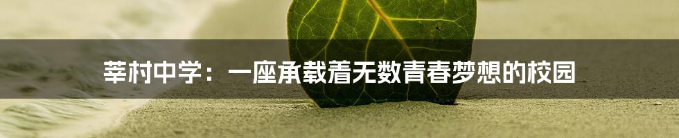 莘村中学:一座承载着无数青春梦想的校园