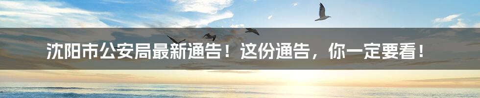 沈阳市公安局最新通告!这份通告,你一定要看!