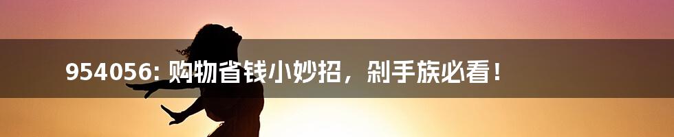 954056: 购物省钱小妙招,剁手族必看!