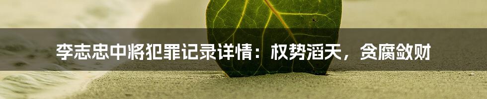 李志忠中将犯罪记录详情:权势滔天,贪腐敛财