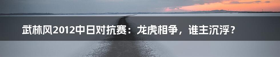 武林风2012中日对抗赛:龙虎相争,谁主沉浮?