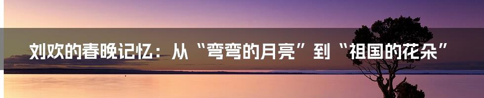 刘欢的春晚记忆:从“弯弯的月亮”到“祖国的花朵”