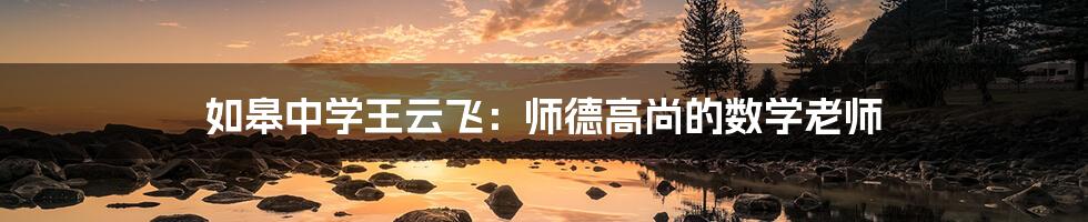 如皋中学王云飞:师德高尚的数学老师