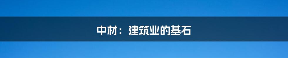 中材:建筑业的基石