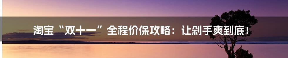 淘宝“双十一”全程价保攻略：让剁手爽到底！
