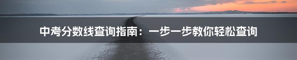 中考分数线查询指南:一步一步教你轻松查询