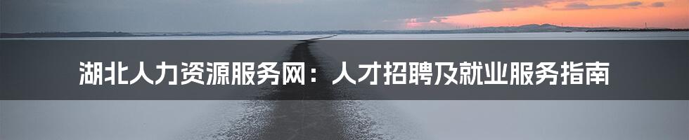 湖北人力资源服务网:人才招聘及就业服务指南