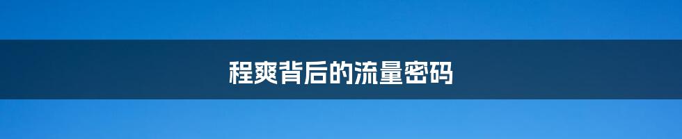 程爽背后的流量密码