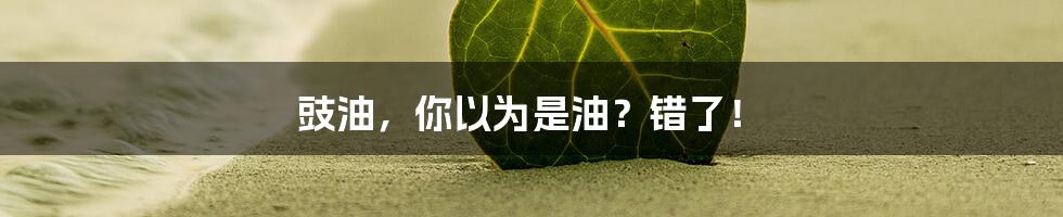 豉油,你以为是油?错了!
