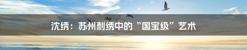 沈绣:苏州刺绣中的“国宝级”艺术