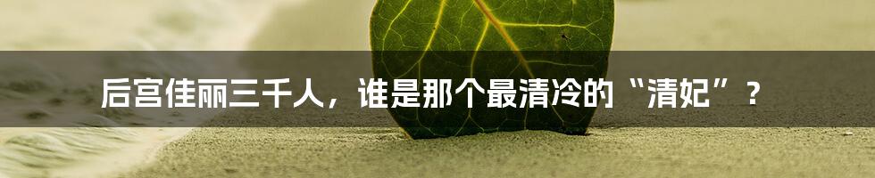 后宫佳丽三千人,谁是那个最清冷的“清妃”?