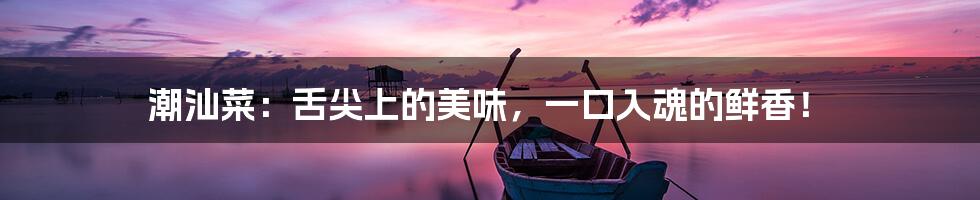 潮汕菜:舌尖上的美味,一口入魂的鲜香!