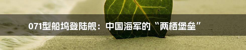 071型船坞登陆舰:中国海军的“两栖堡垒”