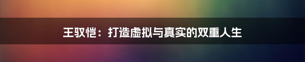 王驭恺:打造虚拟与真实的双重人生