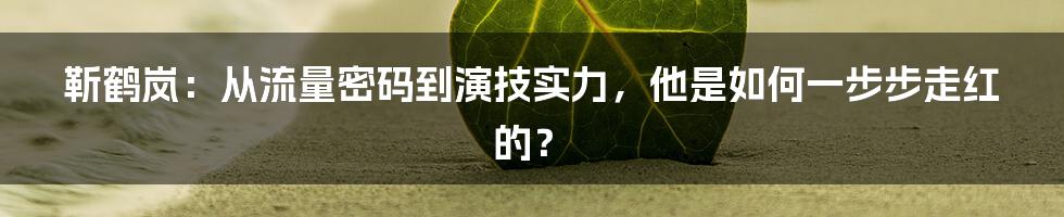 靳鹤岚:从流量密码到演技实力,他是如何一步步走红的?