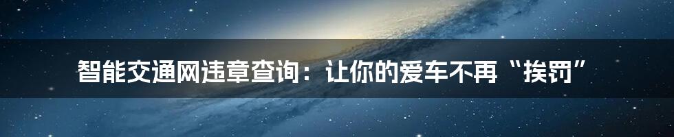 智能交通网违章查询:让你的爱车不再“挨罚”