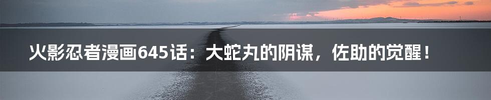 火影忍者漫画645话:大蛇丸的阴谋,佐助的觉醒!