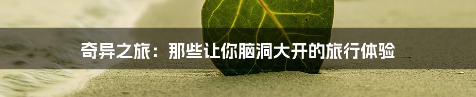 奇异之旅:那些让你脑洞大开的旅行体验