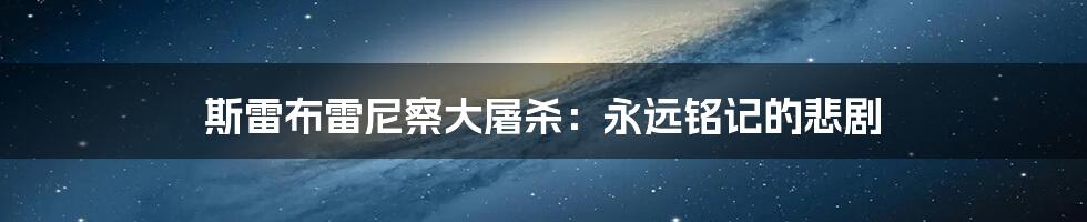 斯雷布雷尼察大屠杀:永远铭记的悲剧