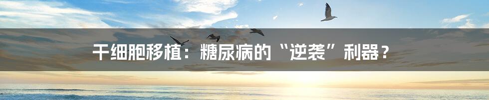 干细胞移植:糖尿病的“逆袭”利器?