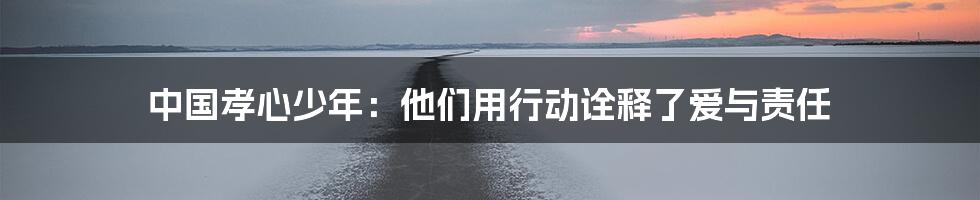 中国孝心少年:他们用行动诠释了爱与责任