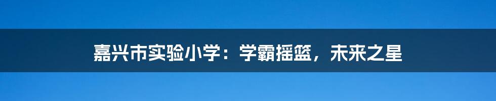 嘉兴市实验小学:学霸摇篮,未来之星